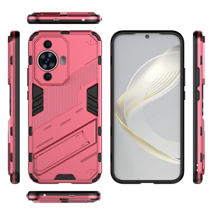 For Huawei nova 11 4G Punk Armor 2 in 1 PC + TPU Phone Case with Holder(Light Red) - Huawei Cases by PMC TechLife | Online Shopping South Africa | PMC TechLife | Buy Now Pay Later Mobicred