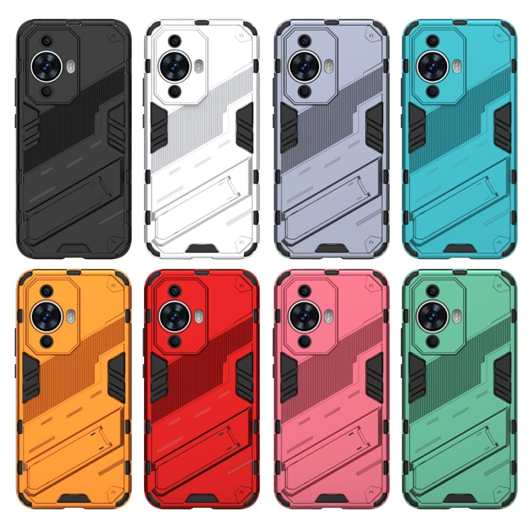 For Huawei nova 11 4G Punk Armor 2 in 1 PC + TPU Phone Case with Holder(Light Red) - Huawei Cases by PMC TechLife | Online Shopping South Africa | PMC TechLife | Buy Now Pay Later Mobicred