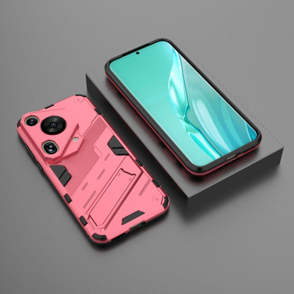 For Huawei Pura 70 Ultra Punk Armor 2 in 1 PC + TPU Phone Case with Holder(Light Red) - Huawei Cases by PMC Jewellery | Online Shopping South Africa | PMC Jewellery | Buy Now Pay Later Mobicred