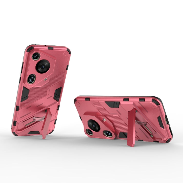 For Huawei Pura 70 Ultra Punk Armor 2 in 1 PC + TPU Phone Case with Holder(Light Red) - Huawei Cases by PMC Jewellery | Online Shopping South Africa | PMC Jewellery | Buy Now Pay Later Mobicred