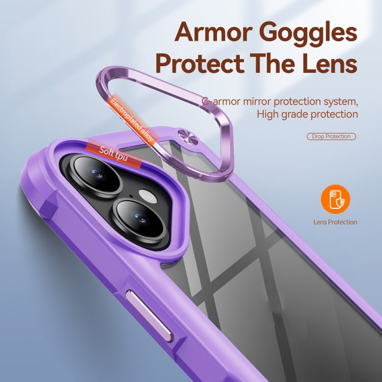 For iPhone 16 TPU + PC Lens Protection Phone Case(Purple) - iPhone 16 Cases by PMC TechLife | Online Shopping South Africa | PMC TechLife | Buy Now Pay Later Mobicred