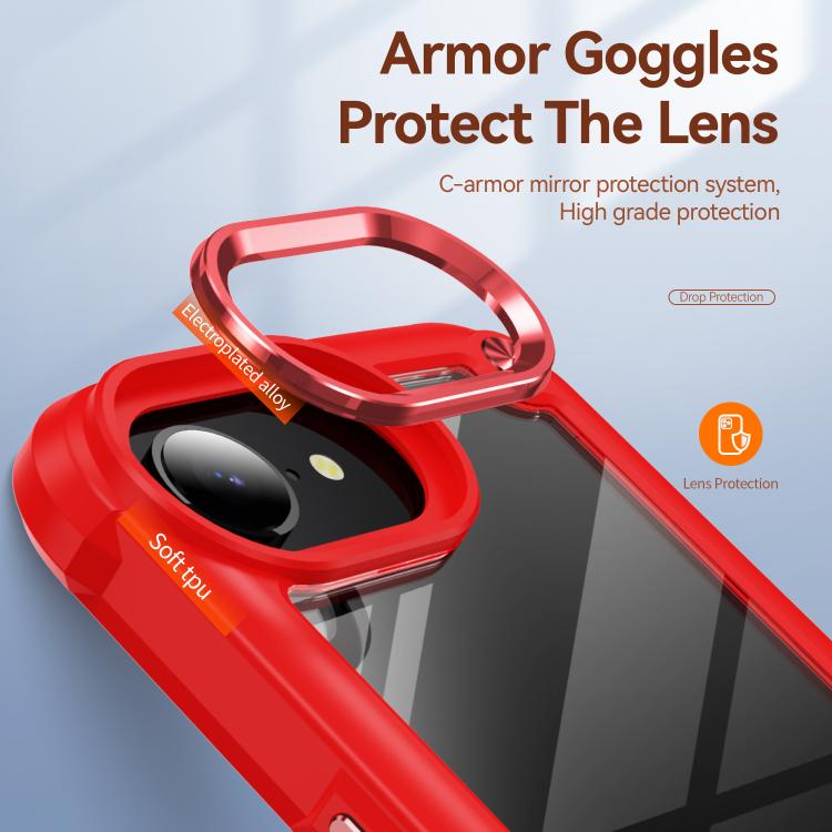 For iPhone 16e TPU + PC Lens Protection Phone Case(Red) - iPhone 16e Cases by PMC TechLife | Online Shopping South Africa | PMC TechLife | Buy Now Pay Later Mobicred