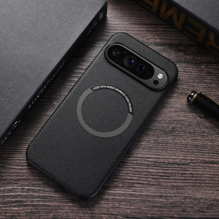 For Google Pixel 9 Magsafe Magnetic Ring Leather Texture Phone Case(Black) - Google Cases by PMC Jewellery | Online Shopping South Africa | PMC Jewellery | Buy Now Pay Later Mobicred