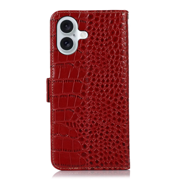 For iPhone 16 Plus Crocodile Top Layer Cowhide Leather Phone Case(Red) - free shipping - PMC TechLife - Order now!