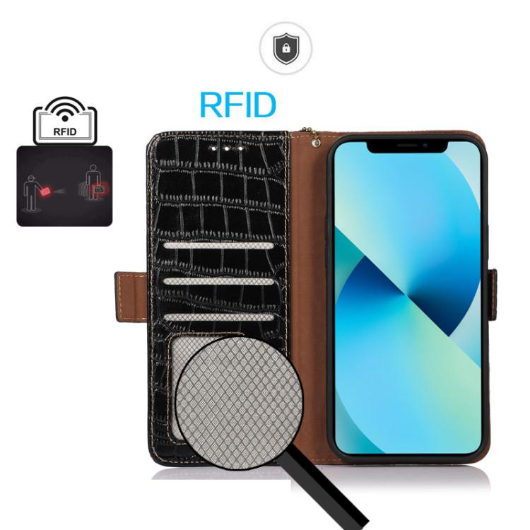 For iPhone 16e Crocodile Top Layer Cowhide Leather Phone Case(Black) - iPhone 16e Cases by PMC TechLife | Online Shopping South Africa | PMC TechLife | Buy Now Pay Later Mobicred