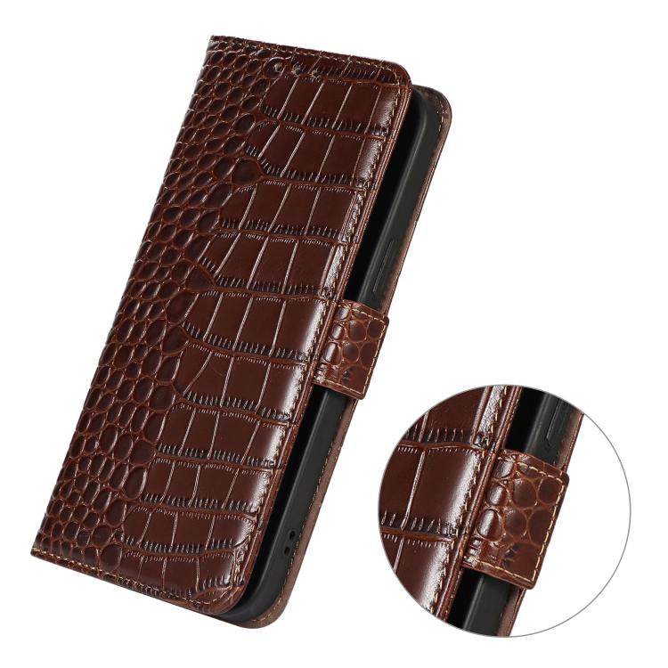 For iPhone 17 Crocodile Top Layer Cowhide Leather Phone Case(Brown) - free shipping - PMc TechLife - Order now!