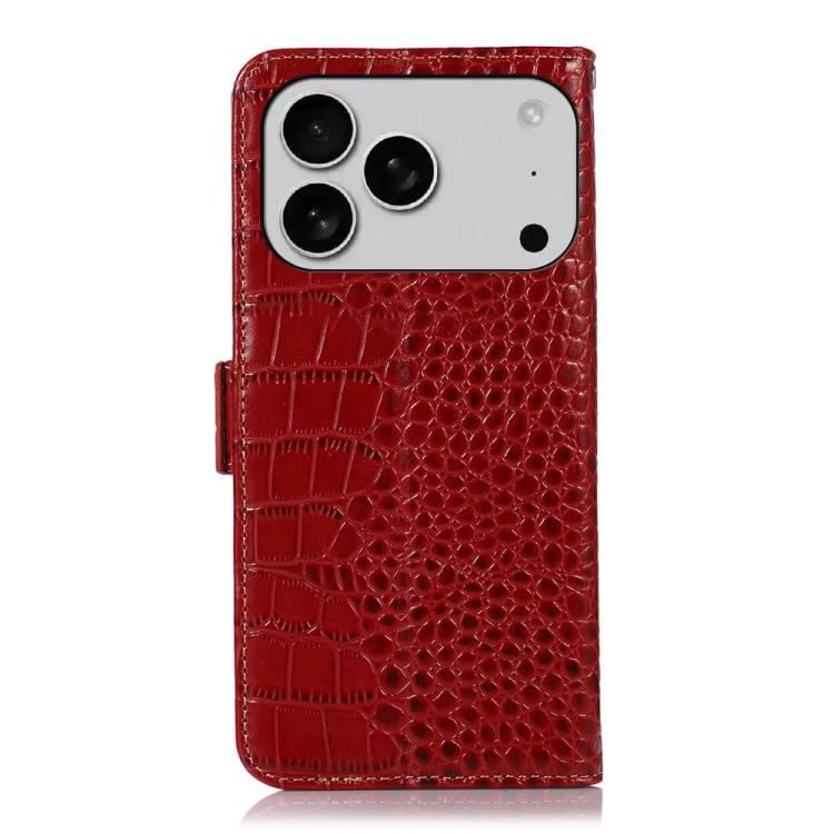For iPhone 17 Pro Crocodile Top Layer Cowhide Leather Phone Case(Red) - free shipping - PMc TechLife - Order now!