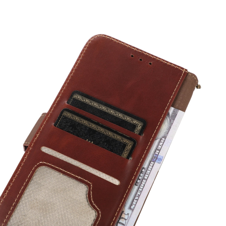 For iPhone 16 Plus Crazy Horse Top Layer Cowhide Leather Phone Case(Brown) - iPhone 16 Plus Cases by PMC TechLife | Online Shopping South Africa | PMC TechLife | Buy Now Pay Later Mobicred