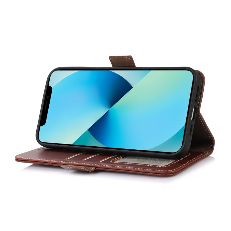 For iPhone 16 Plus Crazy Horse Top Layer Cowhide Leather Phone Case(Brown) - iPhone 16 Plus Cases by PMC TechLife | Online Shopping South Africa | PMC TechLife | Buy Now Pay Later Mobicred