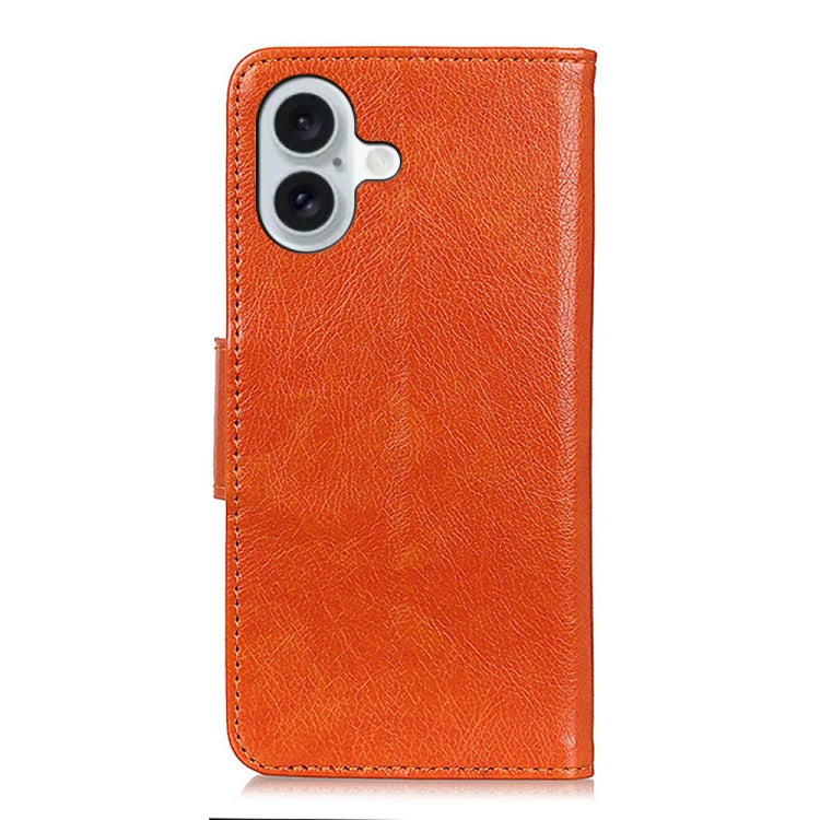 For iPhone 16 Plus Nappa Texture Leather Case(Orange) - iPhone 16 Plus Cases by PMC Jewellery | Online Shopping South Africa | PMC Jewellery | Buy Now Pay Later Mobicred