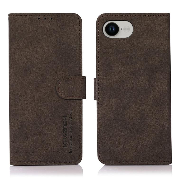 For iPhone 16e KHAZNEH Matte Texture Leather Phone Case(Brown) - iPhone 16e Cases by PMC TechLife | Online Shopping South Africa | PMC TechLife | Buy Now Pay Later Mobicred