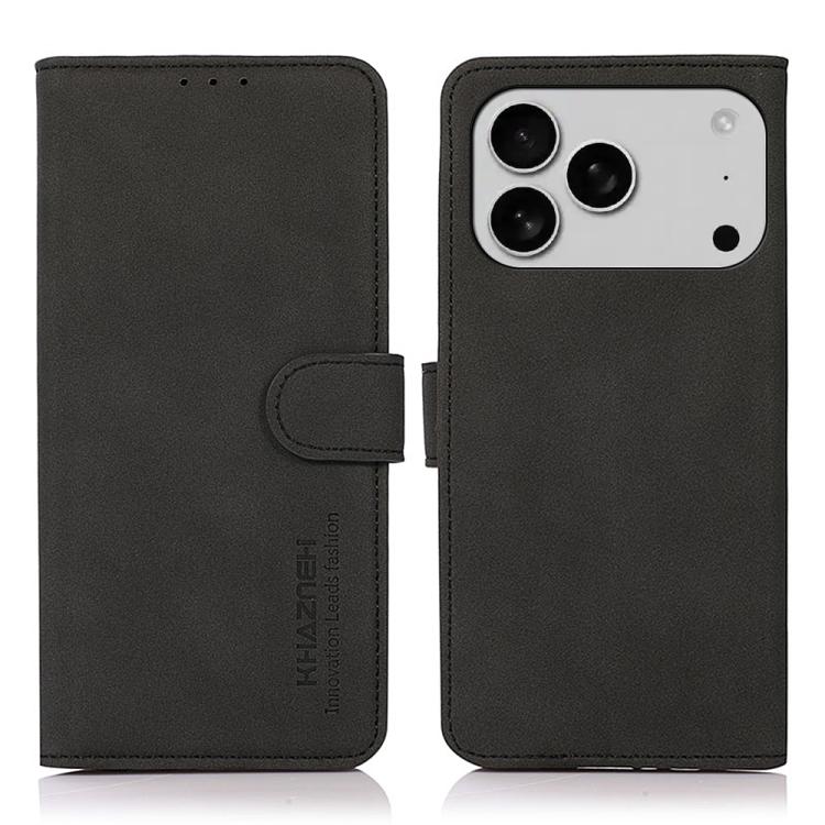 For iPhone 17 Pro KHAZNEH Matte Texture Leather Phone Case(Black) - free shipping - PMc TechLife - Order now!