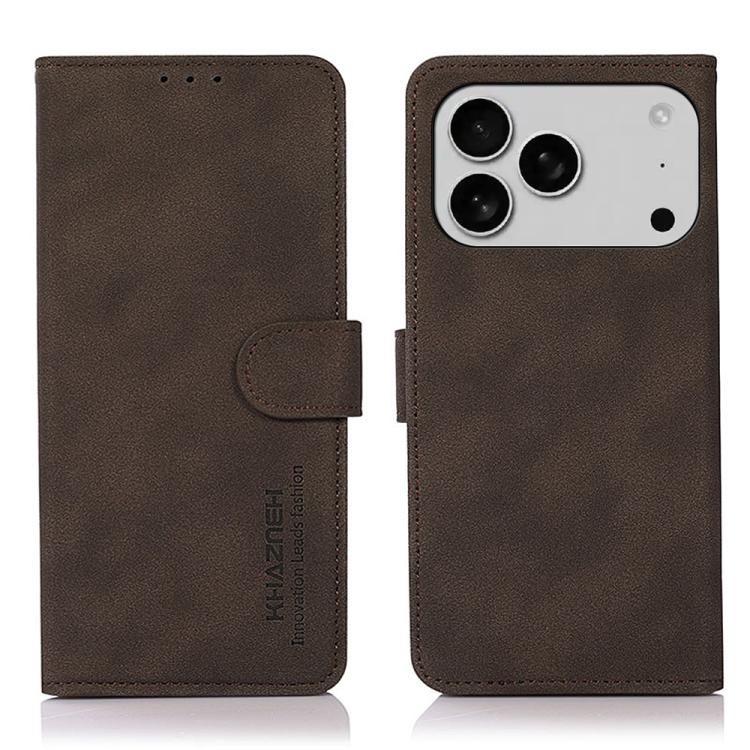 For iPhone 17 Pro KHAZNEH Matte Texture Leather Phone Case(Brown) - free shipping - PMc TechLife - Order now!