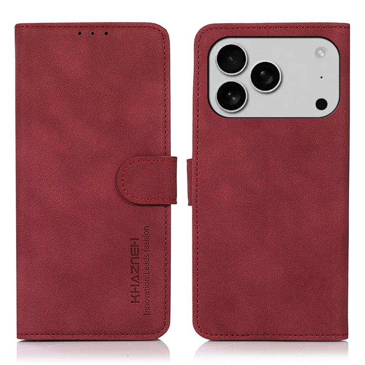 For iPhone 17 Pro Max KHAZNEH Matte Texture Leather Phone Case(Red) - free shipping - PMc TechLife - Order now!