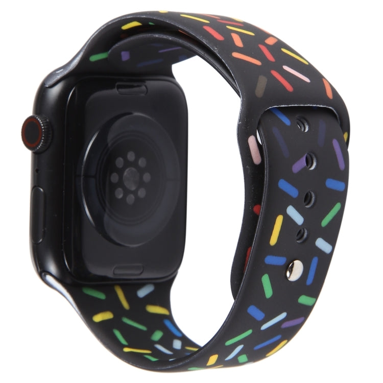 Rainbow Raindrops Silicone Watch Band For Apple Watch 9 45mm(Black) - Watch Bands by PMC Jewellery | Online Shopping South Africa | PMC Jewellery