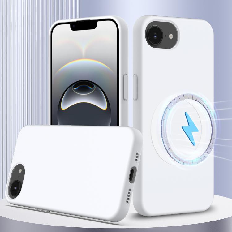 For iPhone 16e Shockproof Silicone Magsafe Phone Case(White) - iPhone 16e Cases by PMC TechLife | Online Shopping South Africa | PMC TechLife | Buy Now Pay Later Mobicred