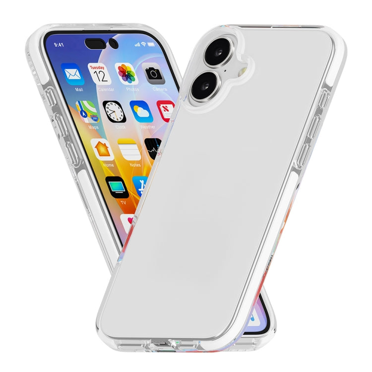 For iPhone 16 Two-color Shockproof High Transparency TPU Phone Case(White) - iPhone 16 Cases by PMC Jewellery | Online Shopping South Africa | PMC Jewellery | Buy Now Pay Later Mobicred