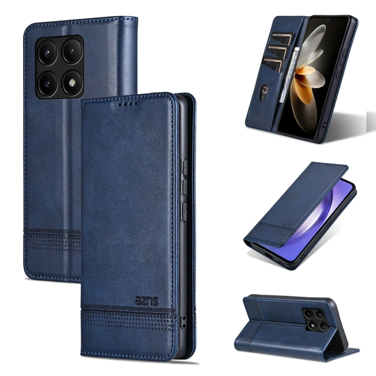 For Xiaomi Redmi K70/K70 Pro AZNS Magnetic Calf Texture Flip Leather Phone Case(Dark Blue) - K70 Pro Cases by AZNS | Online Shopping South Africa | PMC Jewellery | Buy Now Pay Later Mobicred