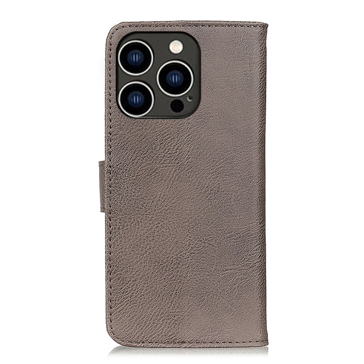 For iPhone 16 Pro KHAZNEH Cowhide Texture Horizontal Flip Leather Phone Case(Khaki) - iPhone 16 Pro Cases by PMC Jewellery | Online Shopping South Africa | PMC Jewellery | Buy Now Pay Later Mobicred