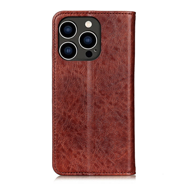 For iPhone 16 Pro Magnetic Crazy Horse Texture Horizontal Flip Leather Phone Case(Brown) - iPhone 16 Pro Cases by PMC TechLife | Online Shopping South Africa | PMC TechLife | Buy Now Pay Later Mobicred