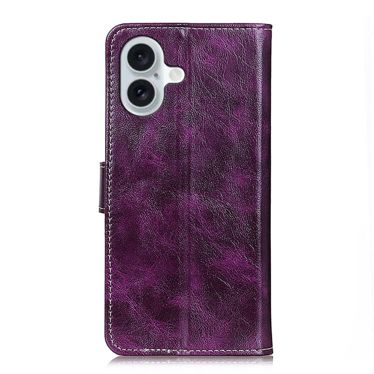 For iPhone 16 Plus Retro Crazy Horse Texture Horizontal Flip Leather Phone Case(Purple) - iPhone 16 Plus Cases by PMC Jewellery | Online Shopping South Africa | PMC Jewellery | Buy Now Pay Later Mobicred