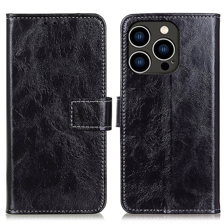For iPhone 16 Pro Max Retro Crazy Horse Texture Horizontal Flip Leather Phone Case(Black) - iPhone 16 Pro Max Cases by PMC TechLife | Online Shopping South Africa | PMC TechLife | Buy Now Pay Later Mobicred