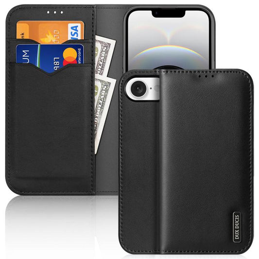 For iPhone 16e DUX DUCIS Hivo Series Cowhide + PU + TPU Flip Phone Case(Black) - iPhone 16e Cases by DUX DUCIS | Online Shopping South Africa | PMC Jewellery | Buy Now Pay Later Mobicred