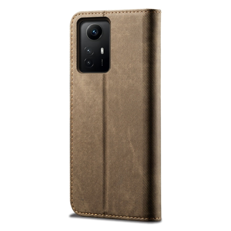 For Xiaomi Redmi Note 12S Denim Texture Flip Leather Phone Case(Khaki) - Xiaomi Cases by PMC Jewellery | Online Shopping South Africa | PMC Jewellery | Buy Now Pay Later Mobicred