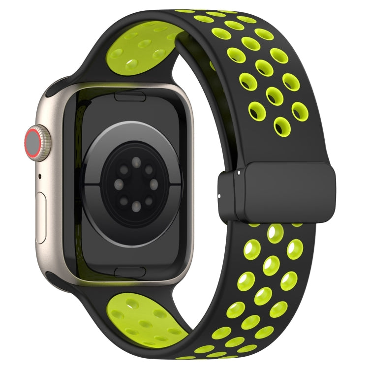 For Apple Watch SE 2023 40mm Magnetic Buckle Silicone Watch Band(Black Limes) - Watch Bands by PMC Jewellery | Online Shopping South Africa | PMC Jewellery