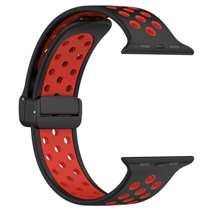 For Apple Watch Ultra 2 49mm Magnetic Buckle Silicone Watch Band(Black Red) - Watch Bands by PMC Jewellery | Online Shopping South Africa | PMC Jewellery