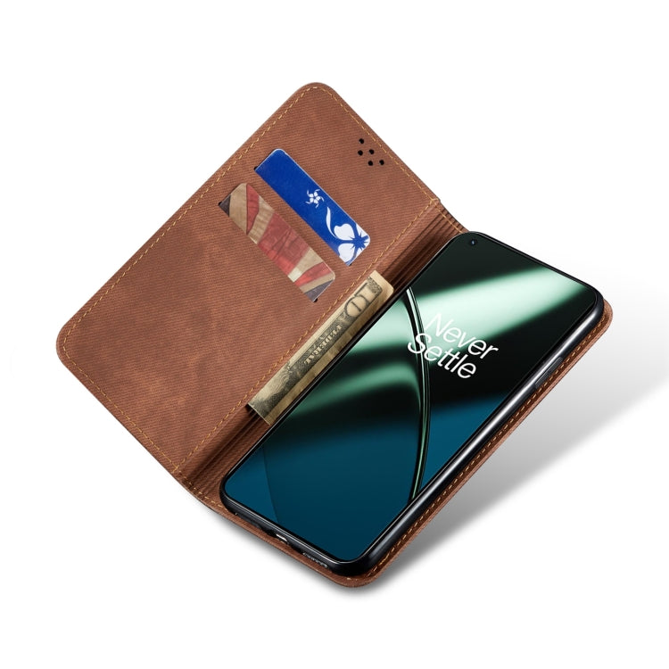 For Honor 90 Denim Texture Flip Leather Phone Case(Brown) - Honor Cases by PMC TechLife | Online Shopping South Africa | PMC TechLife | Buy Now Pay Later Mobicred