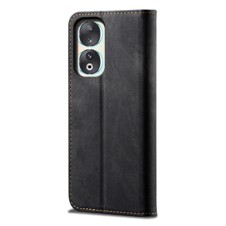 For Honor 90 Pro Denim Texture Flip Leather Phone Case(Black) - Honor Cases by PMC TechLife | Online Shopping South Africa | PMC TechLife | Buy Now Pay Later Mobicred