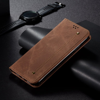 For Honor X8b 4G Global Denim Texture Flip Leather Phone Case(Brown) - Honor Cases by PMC Jewellery | Online Shopping South Africa | PMC Jewellery | Buy Now Pay Later Mobicred