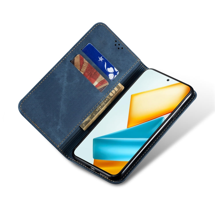 For Honor X8b 4G Global Denim Texture Flip Leather Phone Case(Blue) - Honor Cases by PMC TechLife | Online Shopping South Africa | PMC TechLife | Buy Now Pay Later Mobicred