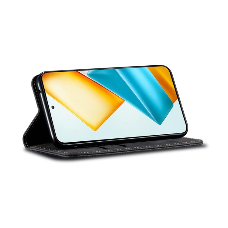 For Honor Magic6 Lite / X9b 5G Denim Texture Flip Leather Phone Case(Black) - Honor Cases by PMC TechLife | Online Shopping South Africa | PMC TechLife | Buy Now Pay Later Mobicred