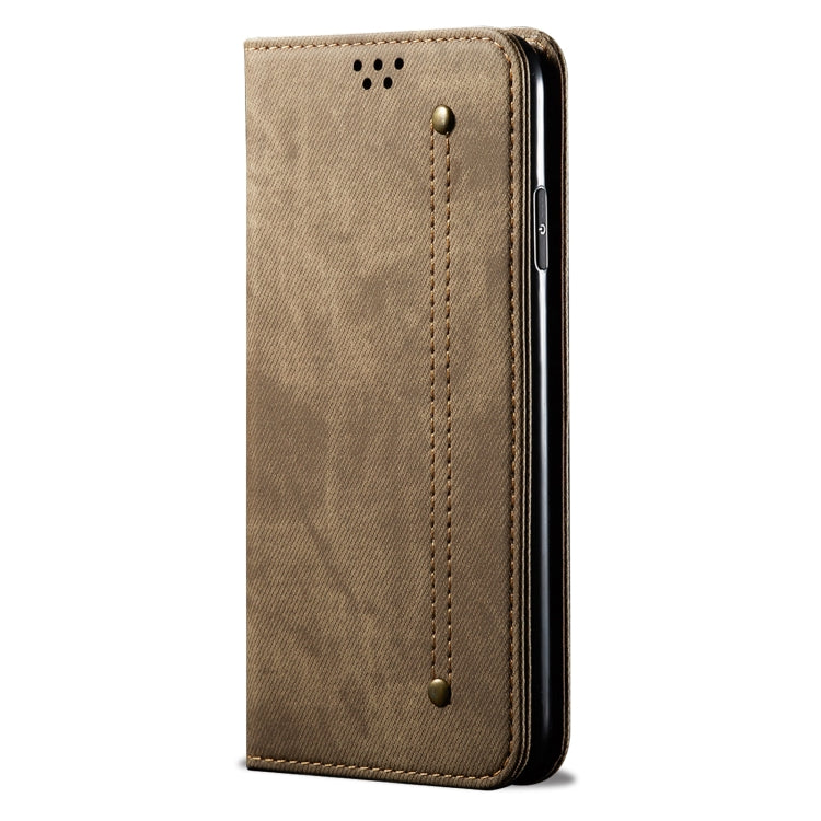 For Honor Magic6 Denim Texture Flip Leather Phone Case(Khaki) - Honor Cases by PMC TechLife | Online Shopping South Africa | PMC TechLife | Buy Now Pay Later Mobicred