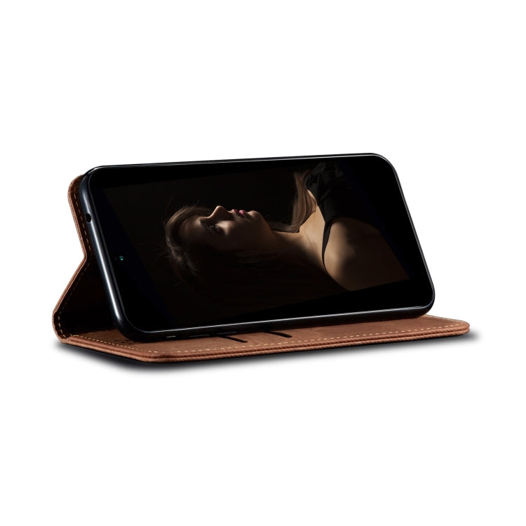 For Honor Magic6 Denim Texture Flip Leather Phone Case(Brown) - Honor Cases by PMC TechLife | Online Shopping South Africa | PMC TechLife | Buy Now Pay Later Mobicred