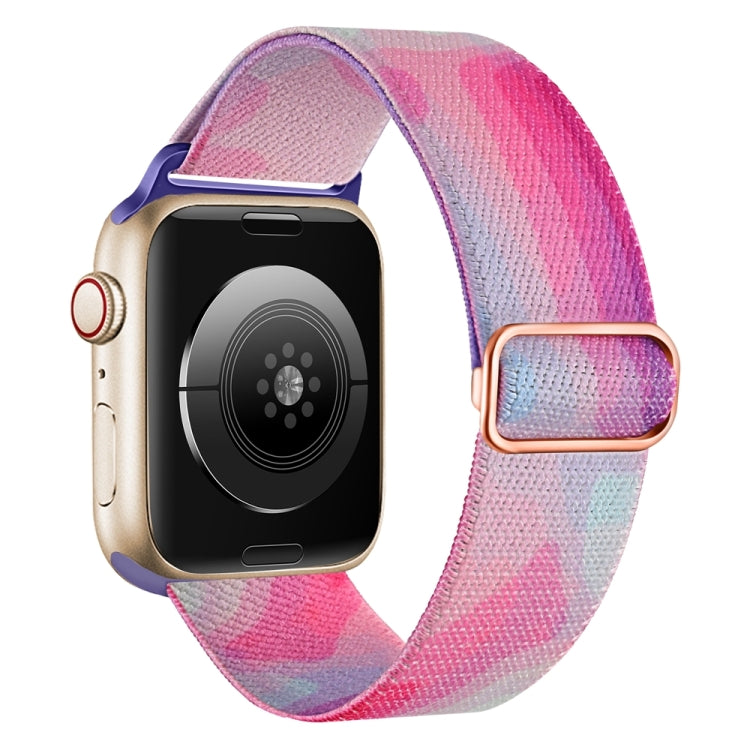 For Apple Watch SE 44mm Painted Pattern Nylon Replacement Watch Band(Ladder Purple Blue) - Watch Bands by PMc TechLife | Online Shopping South Africa | PMc TechLife | Buy Now Pay Later Mobicred