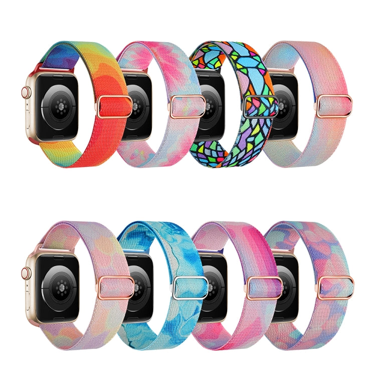 For Apple Watch 8 45mm  Painted Pattern Nylon Replacement Watch Band(Geometric Rainbow) - free shipping - PMc TechLife - Order now!