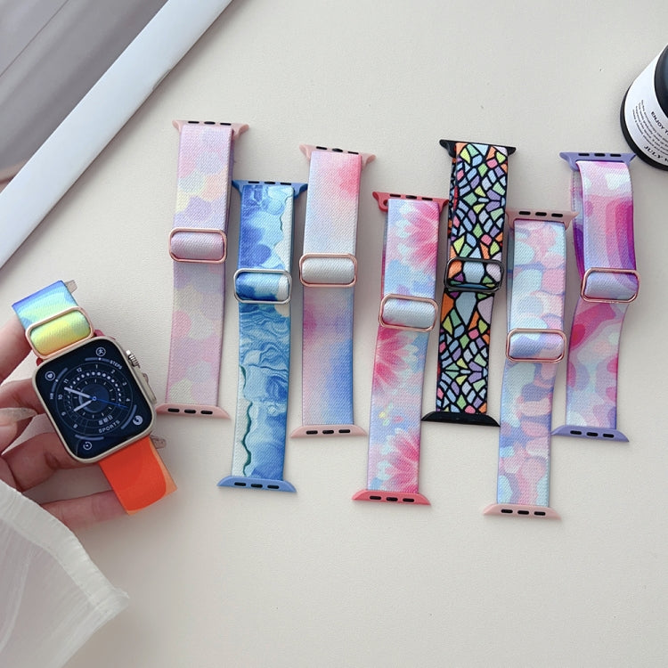 For Apple Watch 9 41mm Painted Pattern Nylon Replacement Watch Band(Geometric Rainbow) - Watch Bands by PMc TechLife | Online Shopping South Africa | PMc TechLife | Buy Now Pay Later Mobicred