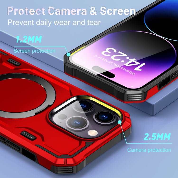 For iPhone 14 Pro Patronus MagSafe Magnetic Holder Phone Case(Red) - iPhone 14 Pro Cases by PMC TechLife | Online Shopping South Africa | PMC TechLife