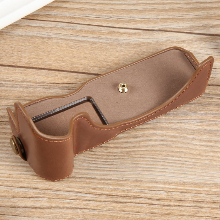 For Canon EOS R50 1/4 inch Thread PU Leather Camera Half Case Base(Coffee) - Half Case by PMC TechLife | Online Shopping South Africa | PMC TechLife | Buy Now Pay Later Mobicred