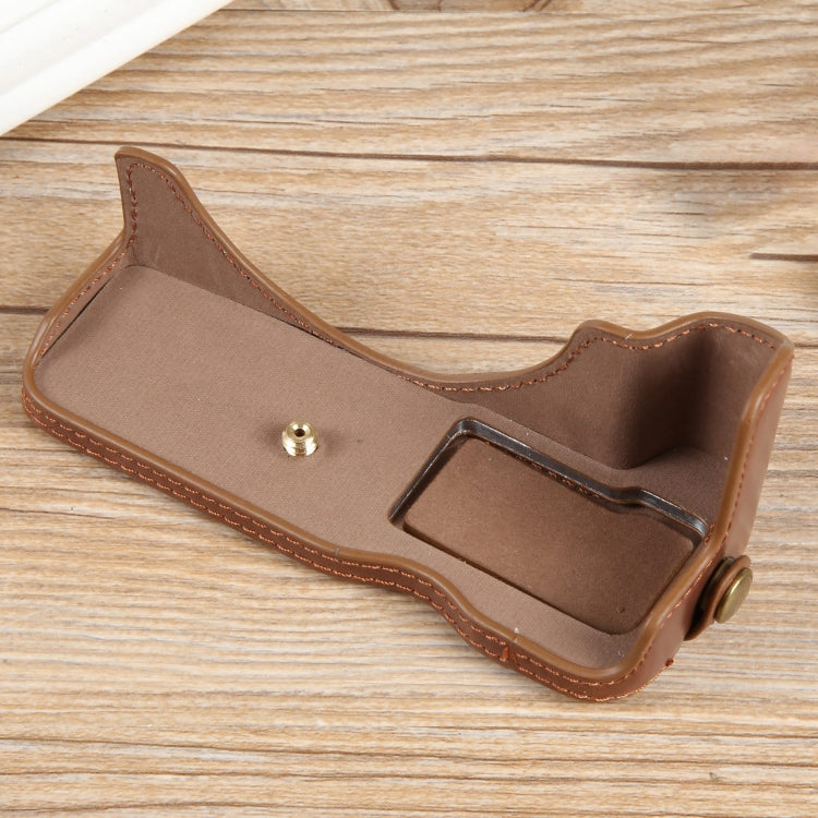 For Canon EOS R50 1/4 inch Thread PU Leather Camera Half Case Base(Coffee) - Half Case by PMC TechLife | Online Shopping South Africa | PMC TechLife | Buy Now Pay Later Mobicred