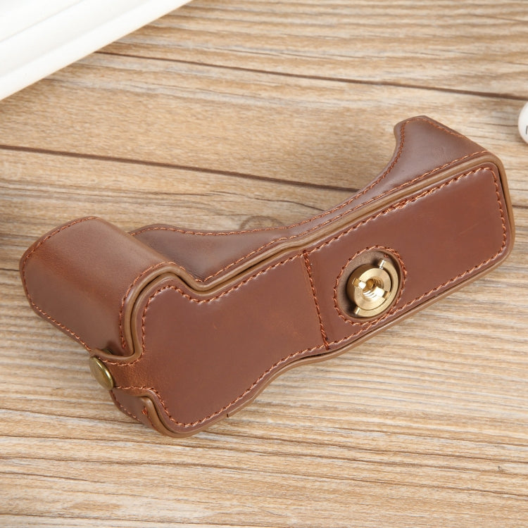 For Canon EOS R50 1/4 inch Thread PU Leather Camera Half Case Base(Coffee) - Half Case by PMC TechLife | Online Shopping South Africa | PMC TechLife | Buy Now Pay Later Mobicred