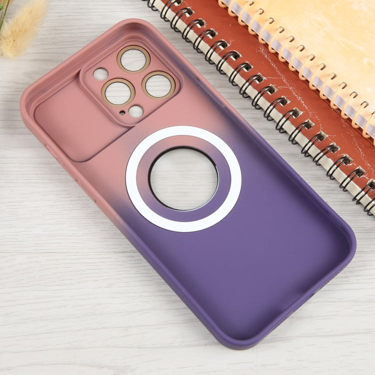 For iPhone 14 Gradient Silicone Shockproof Magsafe Phone Case with Lens Film(Pink Purple) - iPhone 14 Cases by PMC Jewellery | Online Shopping South Africa | PMC Jewellery