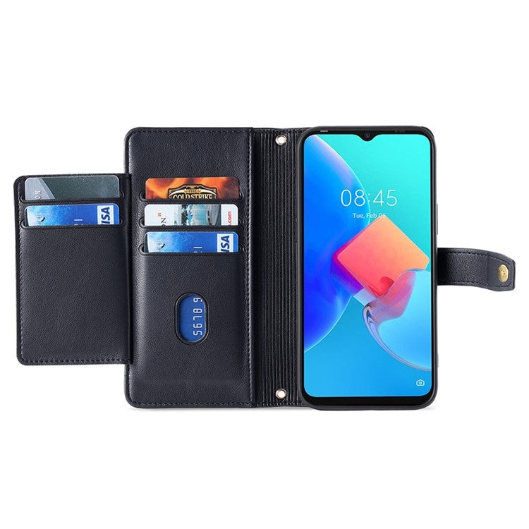 For Realme 12 5G Sheep Texture Cross-body Zipper Wallet Leather Phone Case(Black) - Realme Cases by PMC Jewellery | Online Shopping South Africa | PMC Jewellery | Buy Now Pay Later Mobicred