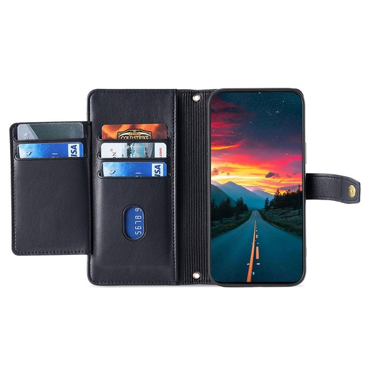 For Tecno Camon 30 Pro 5G Sheep Texture Cross-body Zipper Wallet Leather Phone Case(Black) - free shipping - PMC TechLife - Order now!