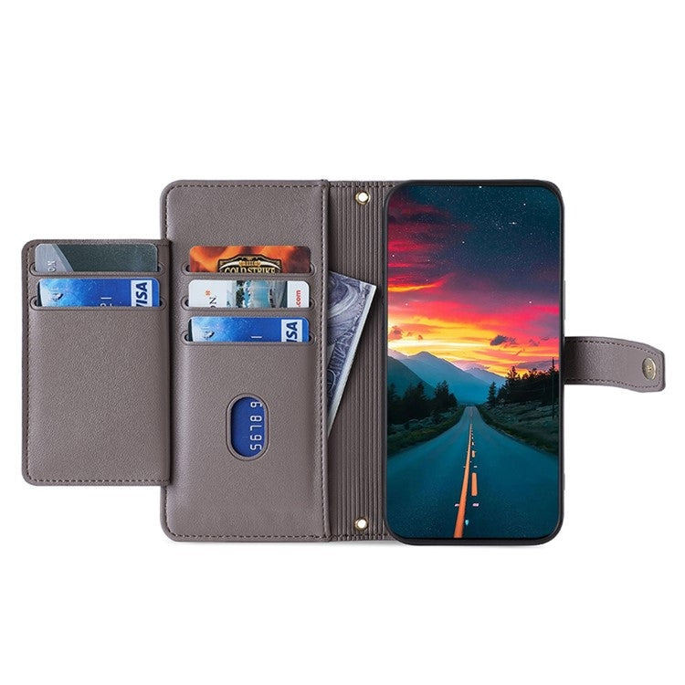 For Tecno Camon 30 Pro 5G Sheep Texture Cross-body Zipper Wallet Leather Phone Case(Grey) - Tecno Cases by PMC TechLife | Online Shopping South Africa | PMC TechLife | Buy Now Pay Later Mobicred
