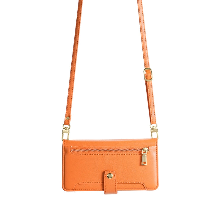 For Sharp Aquos R8 SH-52D Sheep Texture Cross-body Zipper Wallet Leather Phone Case(Orange) - More Brand by PMC TechLife | Online Shopping South Africa | PMC TechLife | Buy Now Pay Later Mobicred