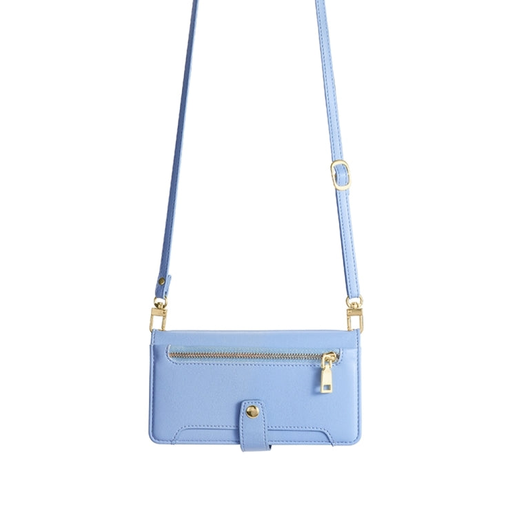 For Sharp Aquos sense8 Sheep Texture Cross-body Zipper Wallet Leather Phone Case(Blue) - More Brand by PMC TechLife | Online Shopping South Africa | PMC TechLife | Buy Now Pay Later Mobicred